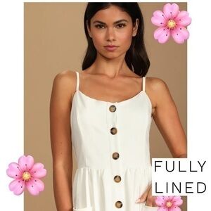 NAIF White Midi Dress with Button Details